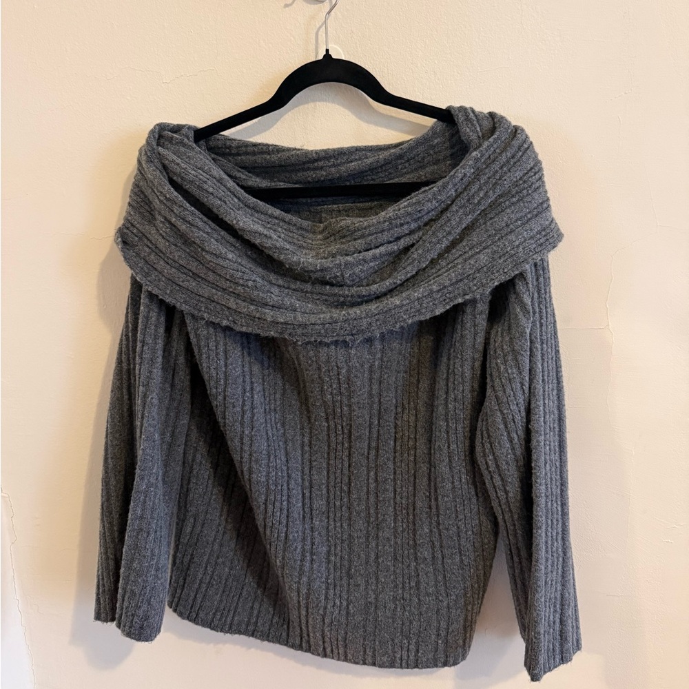 Naked Wardrobe Charcoal Off-Shoulder Sweater - Picture 2 of 4
